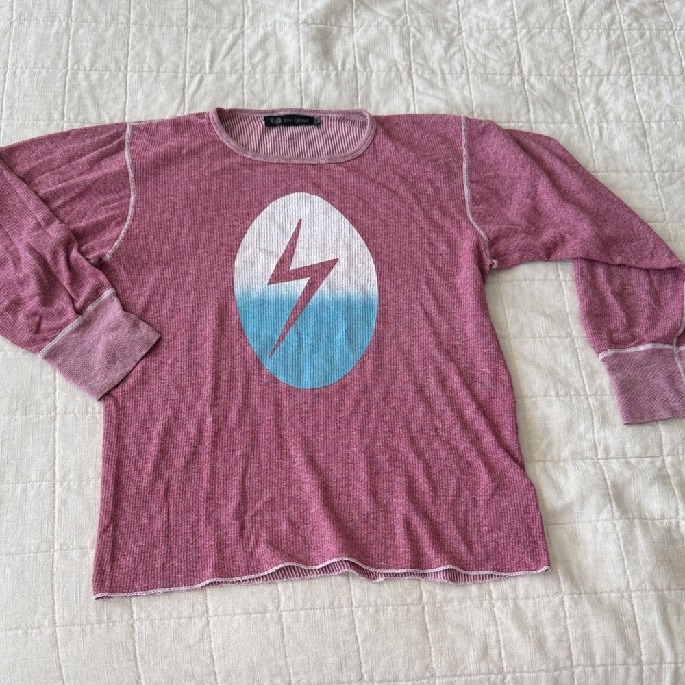 Pink Graphic Sweater with Lightning Bolt